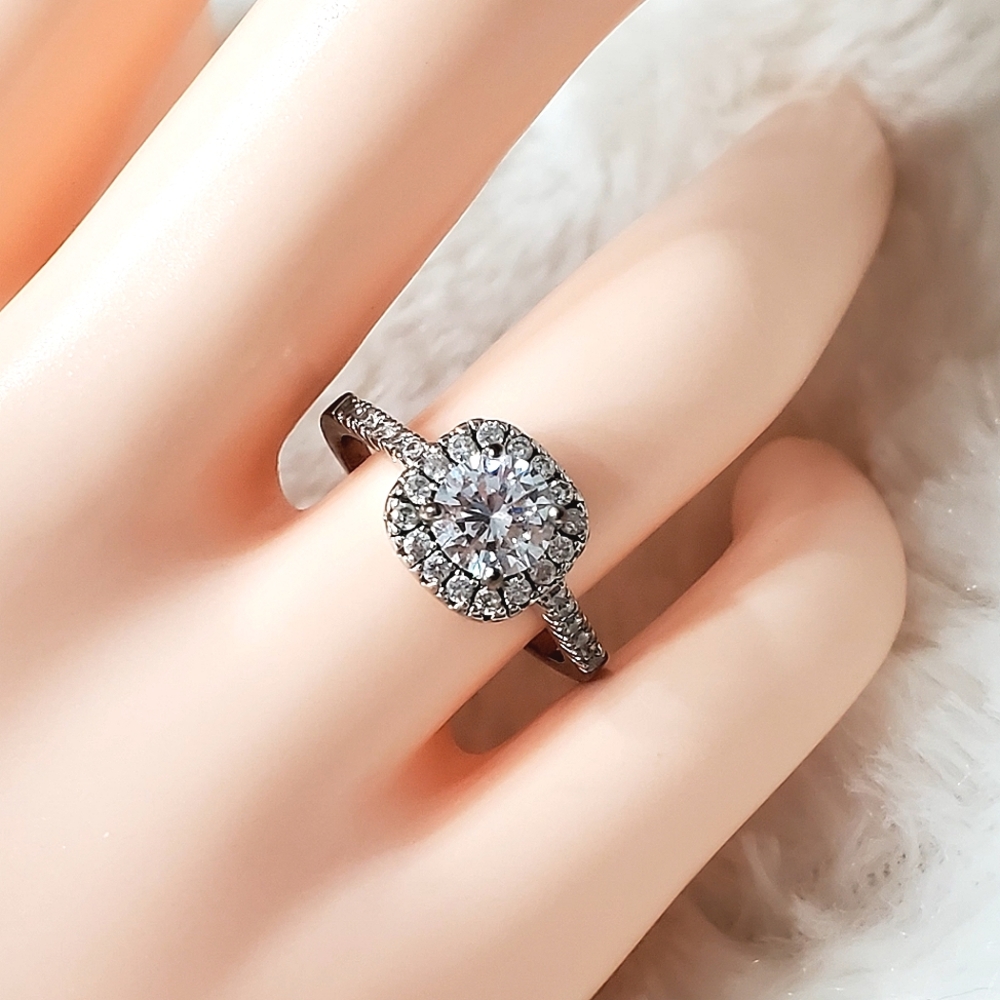 Sterling Silver CZ Halo Ring